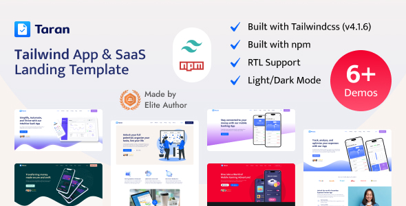 Taran - Tailwind CSS App & SaaS Landing Template Taran - Tailwind CSS App & SaaS Landing Template