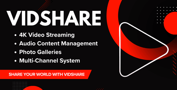 Vidshare - Ultimate Media Sharing Platform (Videos, Photos, Audios, Channels & More) Vidshare - Ultimate Media Sharing Platform (Videos, Photos, Audios, Channels & More)