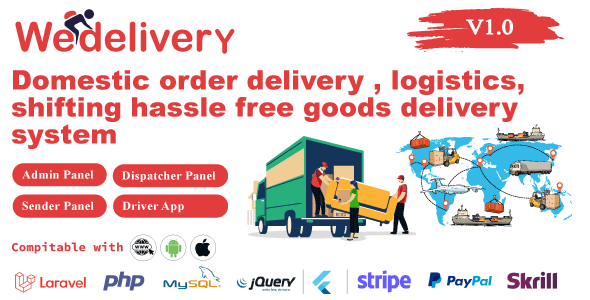 We Delivery - Parcel delivery and traditional courier service management systems with admin panel We Delivery - Parcel delivery and traditional courier service management systems with admin panel