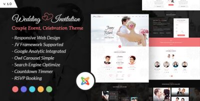Wedding Invitation - Couple Event and Celebration Joomla Theme