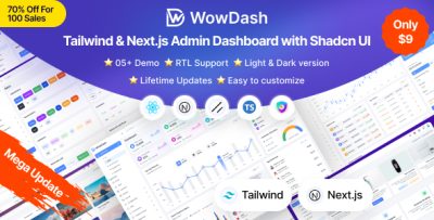 WowDash - Tailwind & Nextjs Admin Dashboard with shadcn UI (Typescript)