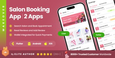 4 App Template | Salon Service Appointment Booking App | Appointment Management | Flutter | Makeover
