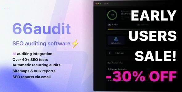 66audit - AI SEO auditing tool (SAAS) 66audit - AI SEO auditing tool (SAAS)