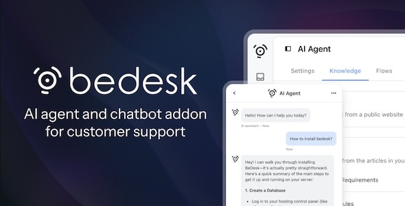 AI agent and chatbot addon for BeDesk support platform AI agent and chatbot addon for BeDesk support platform