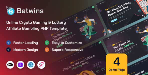 Betwins - Online Crypto Gaming & Lottery Affiliate PHP Template Betwins - Online Crypto Gaming & Lottery Affiliate PHP Template