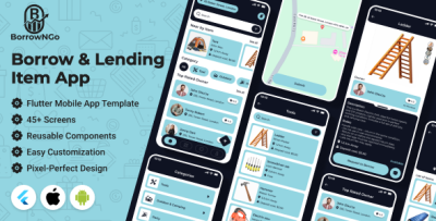 BorrowNGo - Borrow & Lend Household Items Flutter Mobile App Template | Android & iOS UI Kit
