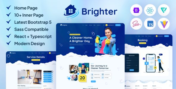 Brighter | Cleaning Service React Template + TypeScript Brighter | Cleaning Service React Template + TypeScript