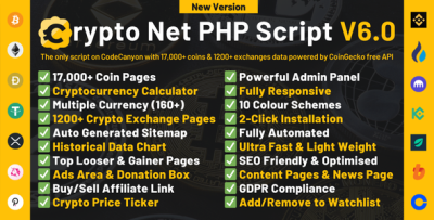 CryptoNet - All-in-One Crypto Market Website PHP Script (CoinMarketCap & CoinGecko Alternative)