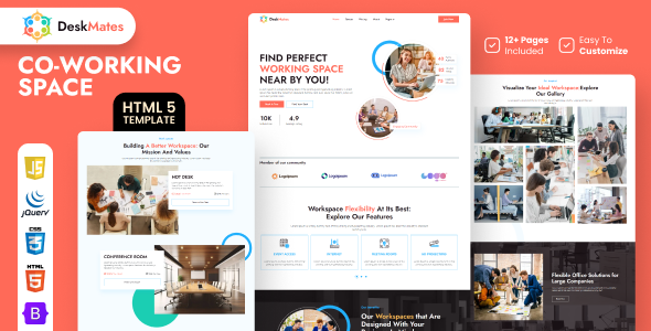 Deskmates - Office Rental And Coworking Space HTML5 Template Deskmates - Office Rental And Coworking Space HTML5 Template