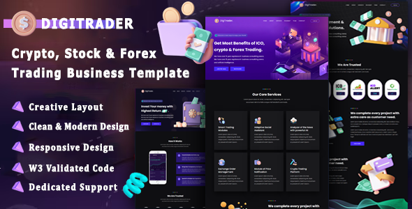 Digitrader - Crypto, Stock and Forex Trading Business LandingPage Template Digitrader - Crypto, Stock and Forex Trading Business LandingPage Template