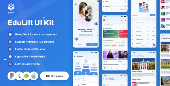 EduLift – Flutter Education & E-Learning App UI Kit (Online Courses, School & LMS) EduLift – Flutter Education & E-Learning App UI Kit (Online Courses, School & LMS)