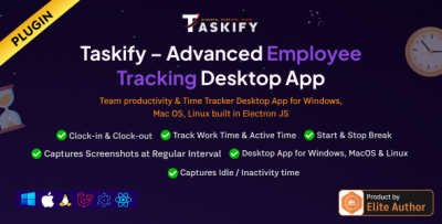 Employee Monitoring - Work, Active, Idle, Break Time & Screenshots - Desktop App Plugin for Taskify