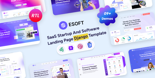 eSoft - SaaS Startup & Software Landing Page Django Template eSoft - SaaS Startup & Software Landing Page Django Template