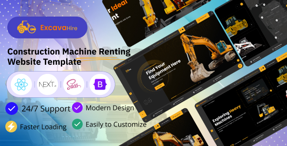 ExcavaHire - Construction Machine Renting Website React Next JS Template ExcavaHire - Construction Machine Renting Website React Next JS Template