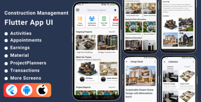 Flutter Construction Management App Template | Project Tracking, Team Collaboration & Reports