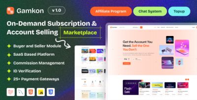 Gamkon - On Demand Subscription Based Digital ID Selling Marketplace with Buyer and Seller Module
