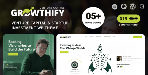 Growthify - Venture Capital & Startup Investment WordPress Theme Growthify - Venture Capital & Startup Investment WordPress Theme
