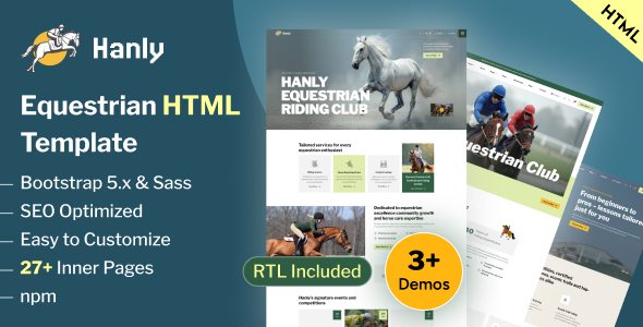 Hanly - Equestrian Club & Horse Riding Training HTML Template Hanly - Equestrian Club & Horse Riding Training HTML Template