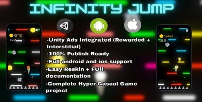 Infinity Jump - Hyper-Casual Endless Runner Unity Source code (Unity Ads + Publish ready project)