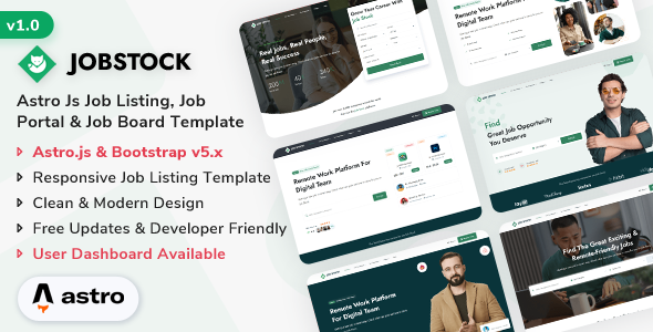 JobStock - Astro Job Listing, Job Portal Landing & Admin Dashboard Template JobStock - Astro Job Listing, Job Portal Landing & Admin Dashboard Template