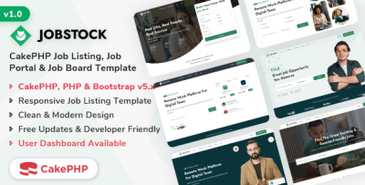 JobStock - CakePHP Job Listing, Job Portal Landing & Admin Dashboard Template