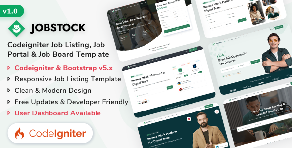 JobStock - Codeigniter Job Listing, Job Portal Landing & Admin Dashboard Template JobStock - Codeigniter Job Listing, Job Portal Landing & Admin Dashboard Template