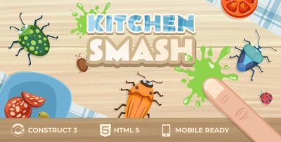 Kitchen Smash – Bug Smasher Game – Construct 3 | HTML5 | Mobile & Desktop