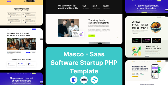 Masco - Saas Software Startup Tailwind PHP Template Masco - Saas Software Startup Tailwind PHP Template