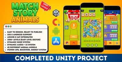 Match Story: Animals - Unity Match 3D Puzzle Game Source Code (AdMob + IAP)
