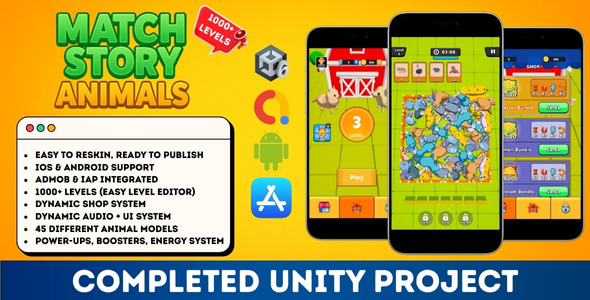 Match Story: Animals – Unity Match 3D Puzzle Game Source Code (AdMob + IAP) Match Story: Animals – Unity Match 3D Puzzle Game Source Code (AdMob + IAP)