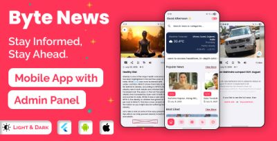 News App - ByteNews | Flutter News App for Android/iOS | Laravel Admin Panel | Admob | Premium Plans