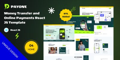 PayOne - React Js - Money transfer & online payments Template With Dashboard
