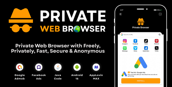 Private Web Browser with AdMob Ads Android Private Web Browser with AdMob Ads Android