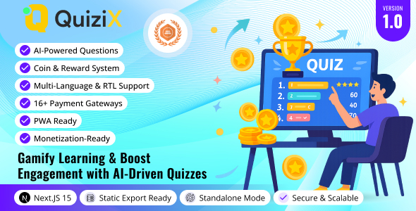 QuiziX – AI Quiz & Trivia Game | Laravel + Next.js Gamified Platform QuiziX – AI Quiz & Trivia Game | Laravel + Next.js Gamified Platform
