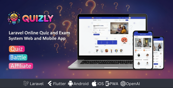Quizly - Laravel online Quiz and Exam System Web and Mobile App Quizly - Laravel online Quiz and Exam System Web and Mobile App