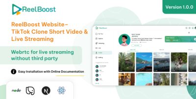 ReelBoost - TikTok Clone Website, Short Video Reels & Live Streaming Script with Admin Panel