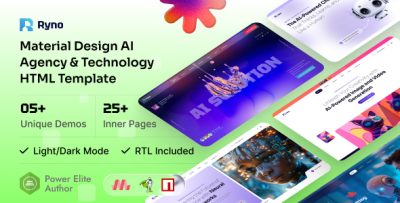 Ryno - AI SaaS Startup Material Design HTML Template