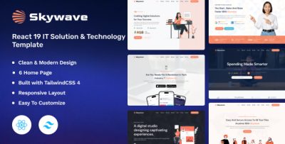Skywave - React 19 Solution & Technology TailwindCSS 4 Template