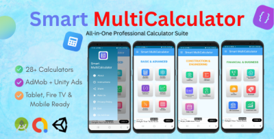 Smart MultiCalculator - All-in-One Android Calculator App (29+ Tools, AdMob + Unity Ads)