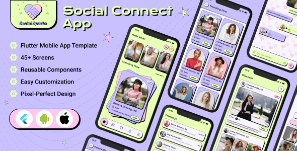 SocialSparks - Social Connect Flutter Mobile App Template | Android & iOS UI Kit SocialSparks - Social Connect Flutter Mobile App Template | Android & iOS UI Kit
