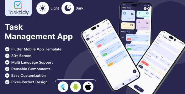 TaskTidy - Task Management & Productivity Flutter Mobile App Template | Android & iOS UI Kit TaskTidy - Task Management & Productivity Flutter Mobile App Template | Android & iOS UI Kit