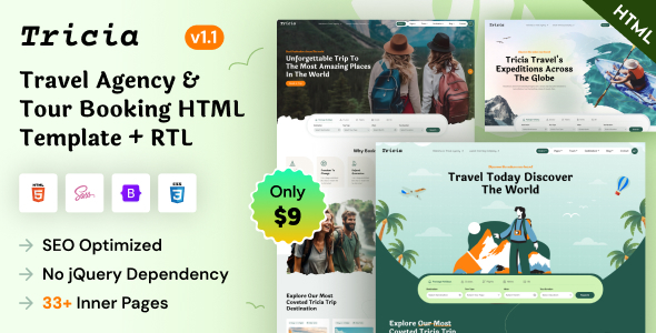 Tricia - Travel Agency & Tour Booking HTML Template Tricia - Travel Agency & Tour Booking HTML Template
