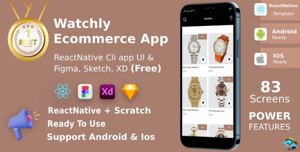 Watchly | ANDROID + IOS + FIGMA | UI Kit | ReactNative | Ecommerce Watch APP Watchly | ANDROID + IOS + FIGMA | UI Kit | ReactNative | Ecommerce Watch APP