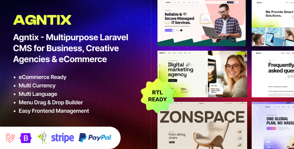 Agntix - Multipurpose Laravel CMS for Business, Portfolio, Creative Agencies & eCommerce Agntix - Multipurpose Laravel CMS for Business, Portfolio, Creative Agencies & eCommerce