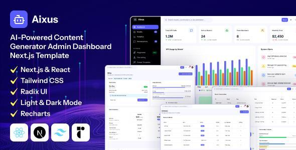 Aixus - AI Powered Content Generator NextJs Admin Dashboard Template Aixus - AI Powered Content Generator NextJs Admin Dashboard Template