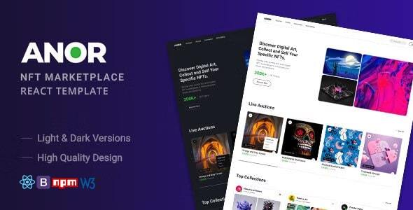 Anor - NFT Marketplace React Template Anor - NFT Marketplace React Template