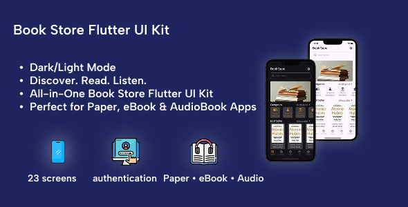Book Store UI Kit - Flutter 3 App Design (Dark/Light Mode) Book Store UI Kit - Flutter 3 App Design (Dark/Light Mode)
