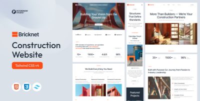 Bricknet - Construction Company Website Tailwind Template