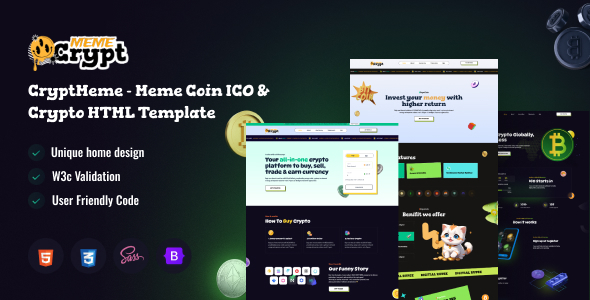 CryptMeme - Memecoin ICO and Crypto Online digital coin HTML Template CryptMeme - Memecoin ICO and Crypto Online digital coin HTML Template