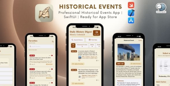 Daily History Digest - Professional Historical Events App | SwiftUI | Ready for App Store Daily History Digest - Professional Historical Events App | SwiftUI | Ready for App Store